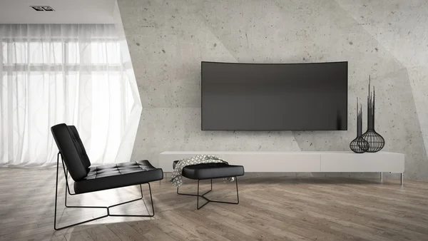 Del av elegant interiör med svart fåtölj 3d-rendering — Stockfoto