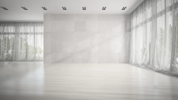 3D рендеринг пустой белой комнаты — стоковое фото