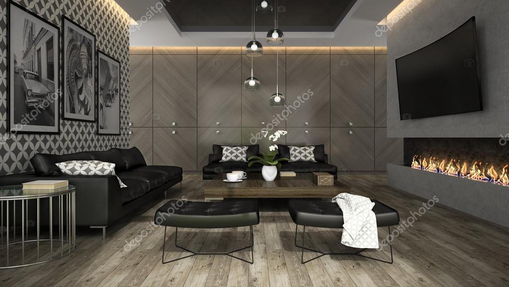 A nappali elegáns tapéta 3d rendering belsÅ 4 — stock fotó ... Nappali tapéta