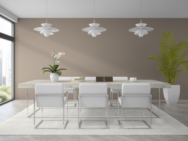 Modern tasarım yemek odası palm 3d render ile iç