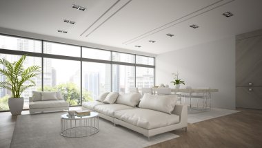 İç beyaz kanepe 3d render ile modern çatı