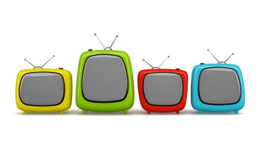 Çok renkli çizgi film Tv beyaz arka plan üzerinde izole. 