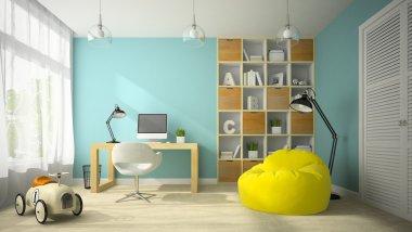 Modern tasarım Oda oyuncak araba 3d render ile iç
