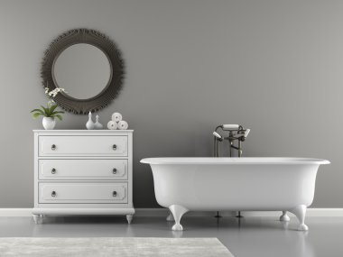 Şık banyo 3d render ile klasik banyo iç