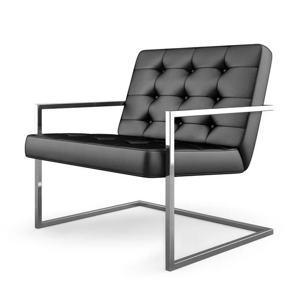 Fauteuil moderne noir isolé sur fond blanc rendu 3D — Photo