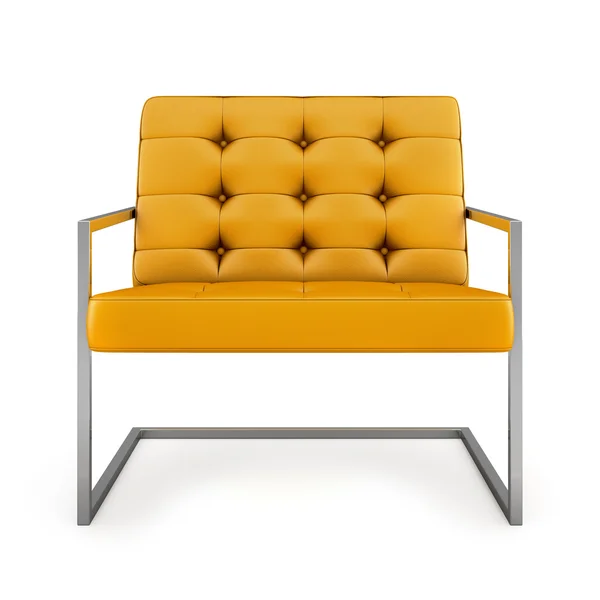 Sillón moderno naranja aislado sobre fondo blanco 3D renderizado — Foto de Stock