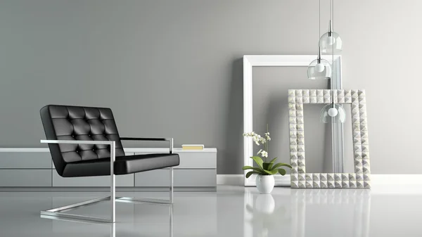 Deel van interieur met stijlvolle frames 3d rendering 2 — Stockfoto