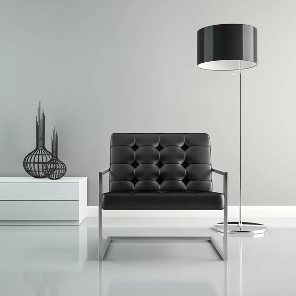 Part of  interior with black floor lamp 3D rendering — Stock Photo, Image