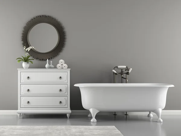 Interiér klasické koupelny s vanou stylový 3d vykreslování — Stock fotografie