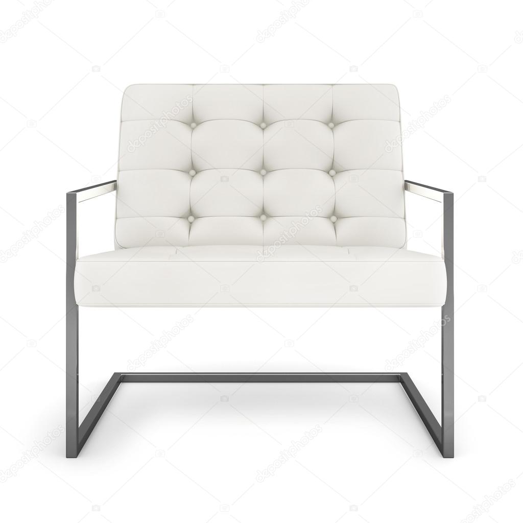 White modern armchair isolated on white background 3D rendering