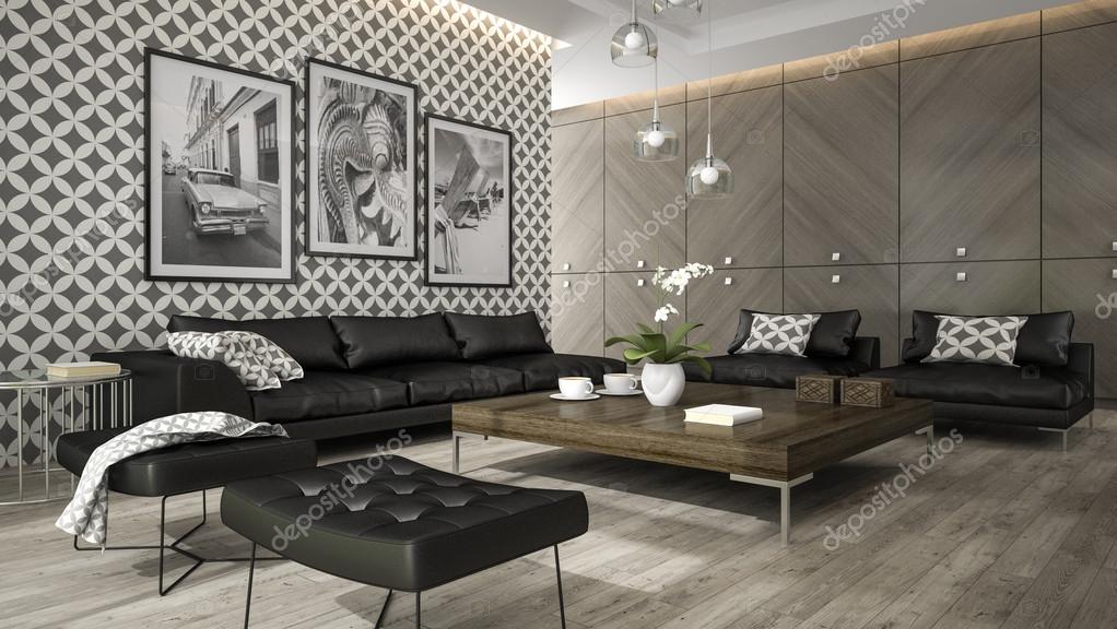 A nappali elegáns tapéta 3d rendering belsÅ 6 — stock fotó ... Nappali tapéta