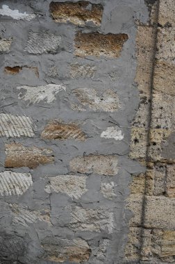 Eski kirli duvar kapanıyor. Grunge soyut fotoğraf arkaplanı. Güzel taş dokusu deseni.