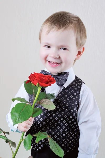 Un pequeño caballero con Rose —  Fotos de Stock