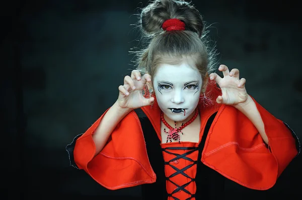 Little girl dressed as a vampire Gothic Halloween — Stock Photo, Image