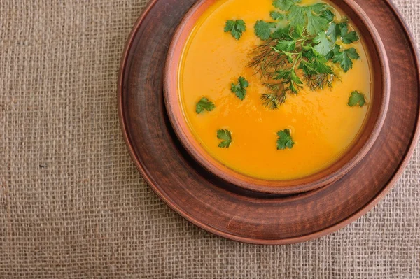 Чаша тыквенного супа — стоковое фото