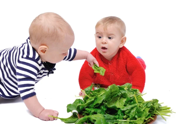 İki bebek ve ıspanak