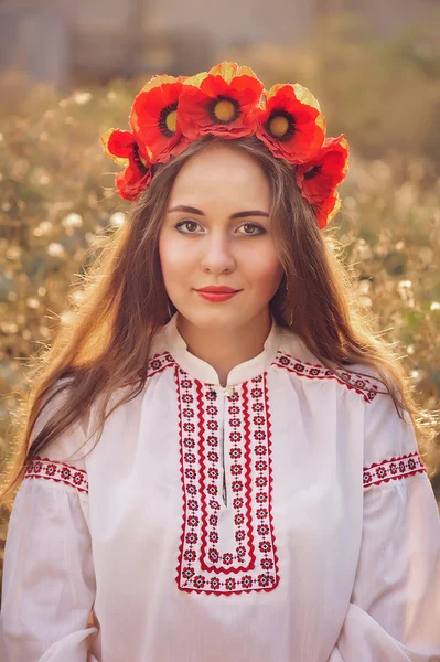 Flickan i den ukrainska infödda folkdräkt — Stockfoto