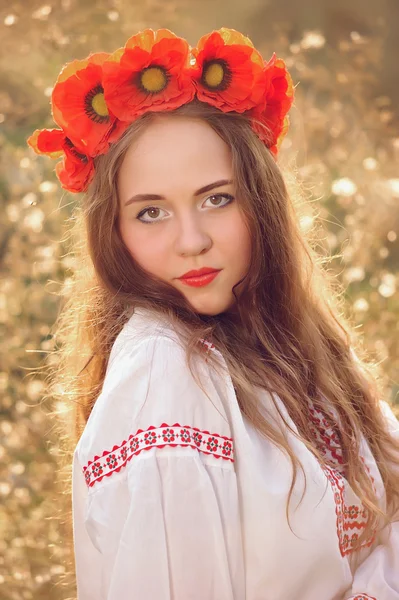 Girl in the Ukrainian national native costume — Stock Photo, Image