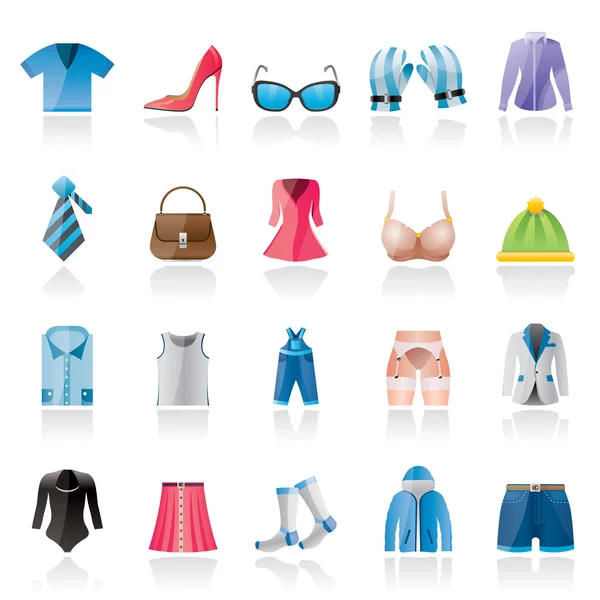 Moda y ropa y accesorios iconos — Vector de stock