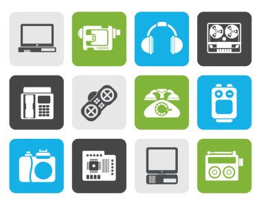 Düz elektronik, medya ve teknik donanım simgeleri