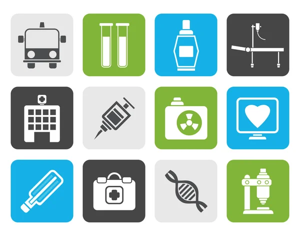 Médecine plate et icônes de la santé — Image vectorielle