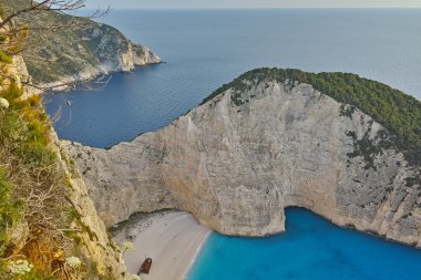 Navagio batık Beach, Zakynthos mavi suları