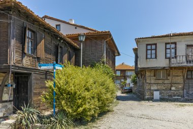 Sozopol Town, Burgaz Bölgesi bölgesindeki sokak ve eski evler