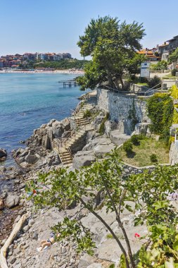 Sozopol şehir ve Karadeniz 'in panoramik manzarası, Burgaz Bölgesi