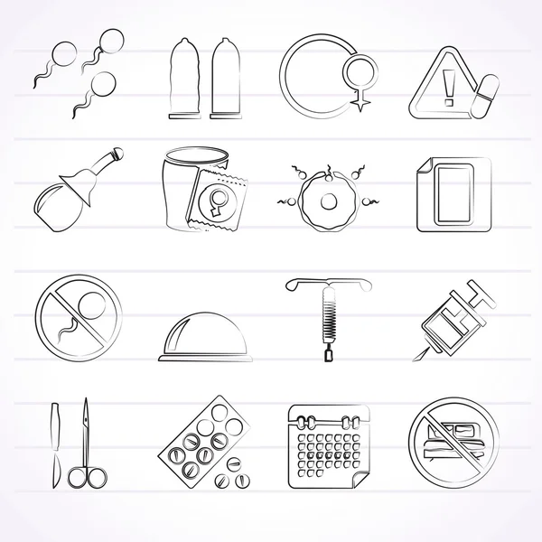 Pregnancy and contraception Icons — Stock Vector