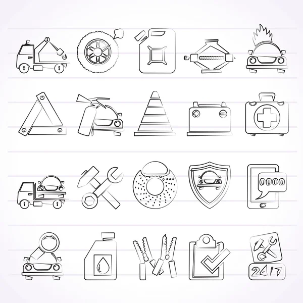 Roadside Assistance and tow icons — Stock Vector