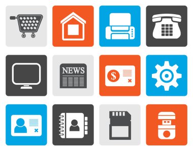 Düz iş, office ve Web sitesi simgeleri