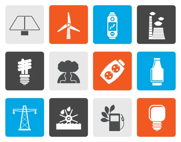 Flat Power, energy and electricity icons — Stock Vector