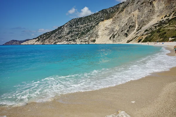 Güzel Myrtos beach, Kefalonia, İyonya Adaları Mavi su