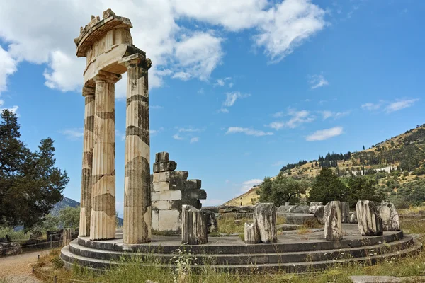 Панорамним видом на Афіни Pronaia святилище в Delphi — стокове фото