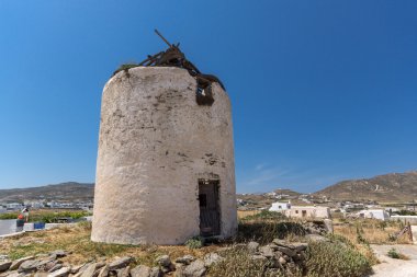Yel değirmeni içinde şehir Ano Mera, Mikonos Adası, Yunanistan kalıntıları