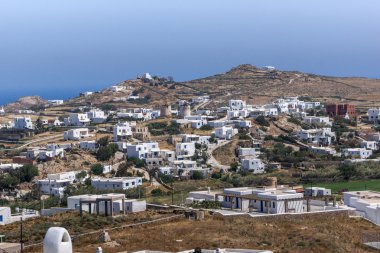 Panoramik bir şehir, Ano Mera, Mikonos Adası, Yunanistan