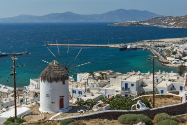 Panoramik Ege Denizi ve Mikonos Adası, Yunanistan