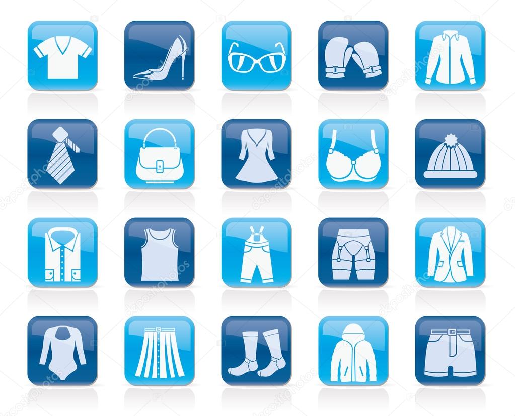 Fashion and clothing and accessories icons