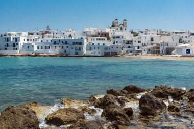 Kasaba Naoussa, Paros Adası, Cyclades, muhteşem deniz manzarası