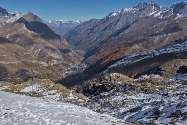 Vista panorâmica para Zermatt Resort, Alpes, Cantão de Valais — Fotografia de Stock