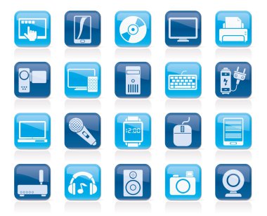 ev elektroniği ve kişisel multimedya cihazları simgeler