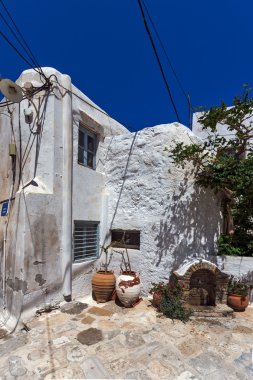 Eski evlerde: kalenin Chora şehir, Naxos Adası, Kiklad Adaları