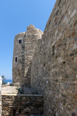 Kale duvarına kalenin Chora şehir, Naxos Adası, Kiklad Adaları