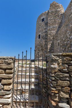 Kale duvarına kalenin Chora şehir, Naxos Adası, Kiklad Adaları