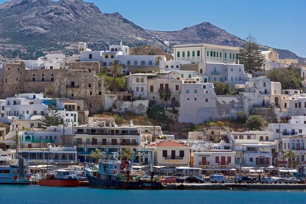 Panoramisch uitzicht van Chora stad, eiland Naxos, Cycladen — Stockfoto