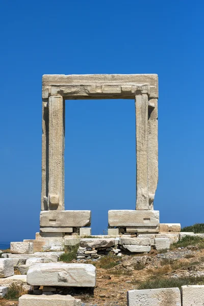 Zblízka pohled Portara, Apollo Temple vchod, ostrov Naxos, Kyklady — Stock fotografie