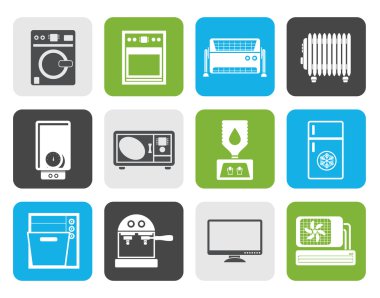 Düz ev elektronik ve ekipman simgeler