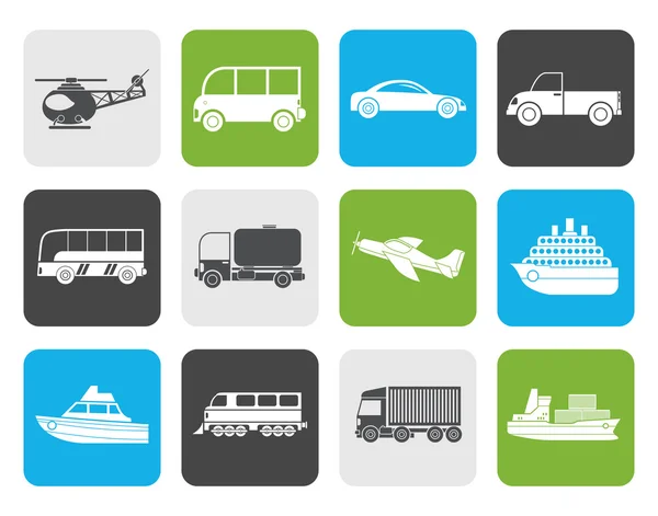 Icone di viaggio e trasporto piatte — Vettoriale Stock