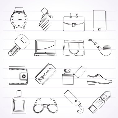 Erkek giyim ve aksesuarları simgeler-