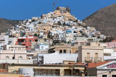 Panoramik Ermopoli eski şehir: Syros, Yunanistan